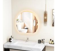 Costway Frameless Led Bathroom Mirror Half Circle Anti-Fog Vanity Mirror W/ Touch Switch