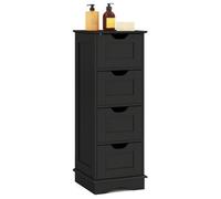 Costway Freestanding Narrow Cupboard Bathroom Floor Drawer Cabinet-Black