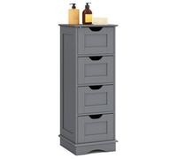 Costway Freestanding Narrow Cupboard Bathroom Floor Drawer Cabinet-Grey
