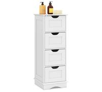 Costway Freestanding Narrow Cupboard Bathroom Floor Drawer Cabinet-White