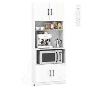 Costway Freestanding Narrow Kitchen Hutch Pantry Cabinet W/power Outlets-White