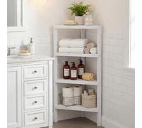 Costway Freestanding Plant Stand 4-Tier Corner Bookshelf W/ Open Slatted Shelves-White