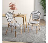 Costway French Bistro Accent Chair Set Of 2 Outdoor Armless Dining Chairs