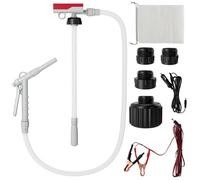 COSTWAY Fuel Transfer Pump with Nozzle for Flow Control & Stop, Battery/DC/Car Cigarette Lighter Cable Powered Gas Pump with 4 Adapters, 14 LPM Quick Flow & 130 CM Hose for Gasoline Kerosene Diesel