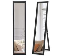 COSTWAY Full Length Mirror, 153x37cm Wall Mounted/Free Standing Floor Mirror, Wooden Frame Rectangle Large Long Hanging Full Body Dressing Mirror for Living Room Bedroom Hallway (Black)