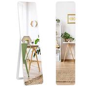 COSTWAY Full Length Mirror, 160x37cm Wall Mounted/Free Standing Floor Mirror, Solid Wood Frame Rectangle Large Hanging/Leaning Full Body Dressing Mirror for Living Room, Bedroom and Hallway