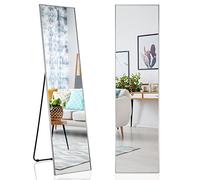 COSTWAY Full Length Mirror, 160x40cm Wall Mounted/Leaning/Free Standing Floor Mirror, Aluminum Alloy Frame Rectangle Long Hanging Full Body Dressing Mirror for Living Room Bedroom Hallway (Silver)