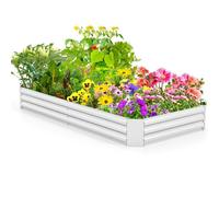 Costway Galvanized Raised Garden Bed 240 X 120 X 30Cm Large Metal Planter Box-Silver