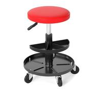 Costway Garage Shop Seat 2-Tier Tool Trays Padded Cushion Heavy-Duty 120 Kg Swivel Stool For Auto Repair