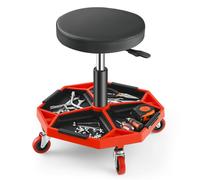 Costway Garage Workshop Creeper Seat with Padded Seat & Tool Tray in Red COSTWAY Red