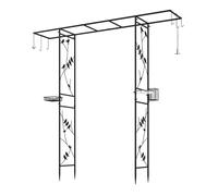 Costway Garden Arbor Feeding Station Heavy-duty Arch Trellis w/ Mesh Tray in Black COSTWAY Black