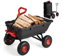 COSTWAY Garden Cart, 270kg Capacity Poly Dump Cart Wheelbarrow with Tipping Function, Adjustable Handle & Quick Dump Design, Heavy Duty Utility Truck Trailer Trolley for Outdoors Festivals Tools