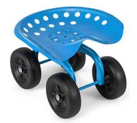 Costway Garden Cart With Swivel Seat 4-Wheel Rolling Wagon Scooter Blue