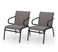 Costway Garden Chairs Set of 2 Outdoor Dining Chairs Patio Bistro Armchairs in Grey COSTWAY Grey