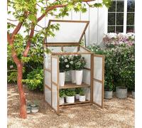 Costway Garden Cold Frame Portable Mini Wooden Greenhouse Outdoor Plant Cabinet in White COSTWAY White