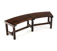 Costway Garden Curved Bench Patio Carbonized Wood Dining Bench Loveseat in Brown COSTWAY Brown