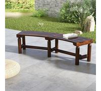 Costway Garden Curved Bench Patio Carbonized Wood Dining Bench Loveseat Slatted Seat in Brown COSTWAY Brown