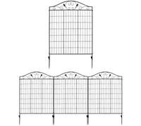 COSTWAY Garden Fence, Outdoor Coated Metal Rustproof Landscape Decorative Fencing Panels, Folding Animal Barrier Flower Bed Border for Patio Backyard (56in x 12ft)