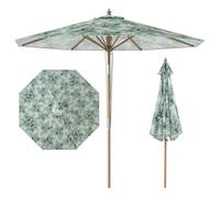 COSTWAY Garden Parasol, Waterproof Vented Top Patio Umbrella, Outdoor Sun Protection Market Table Canopy Umbrella for Lawn Terrace Beach Backyard BBQ (Green Leaves, 2.7m)