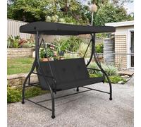 Costway Garden Patio Swing Chair 3 Seater Hammock Bench Convertible Canopy Cushion Seats
