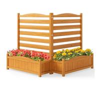 COSTWAY Garden Planter with Trellis, 2/3-Panel Decorative Privacy Screen with 2 Planter Boxes, Wooden Garden Fence for Yard Deck Patio Balcony (2-Panel)
