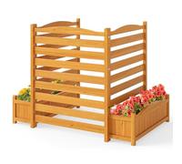 COSTWAY Garden Planter with Trellis, 2/3-Panel Decorative Privacy Screen with 2 Planter Boxes, Wooden Garden Fence for Yard Deck Patio Balcony (3-Panel)