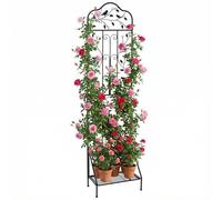 Costway Garden Trellis For Climbing Plants 190Cm Freestanding Metal Vine Fence-Black