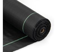 Costway Garden Weed Barrier Fabric 50M x 1M PP Weed Control Fabric w/Guide Line in Black COSTWAY Black