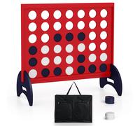 Costway Giant 4 to Score Game Set Freestanding 4 in A Row Game Set with Carrying Bag in Red COSTWAY Red