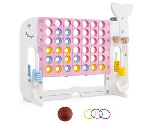 Costway Giant 4-to-Score Game Set Jumbo Connect Four Ring-toss in Pink COSTWAY Pink