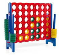COSTWAY Giant Connect 4, Four in A Row Game Set with 42 Jumbo Rings | Quick-Release Slider, 115 x 104cm 4-to-Score Outdoor Garden Games for Kids Adult