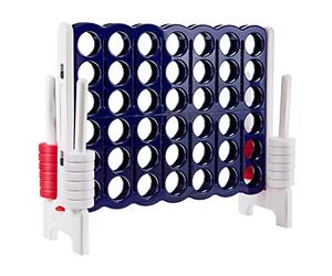 COSTWAY Giant Connect 4, Four in A Row Game Set with 42 Jumbo Rings & Quick-Release Slider, 120 x 104cm 4-to-Score Outdoor Garden Games for Kids Adult