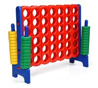 COSTWAY Giant Connect Age 3+ 4, Four in A Row Game Set with 42 Jumbo Rings & Quick-Release Slider, 120 x 104cm 4-to-Score Outdoor Garden Games for Kids Adult