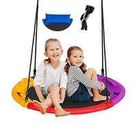 COSTWAY Giant Nest Swing, 100cm Round Saucer Tree Swing Seat