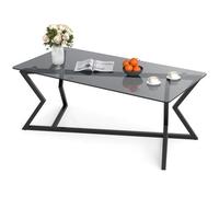 Costway Glass Coffee Table Rectangle Center Table With Tempered Glass Top