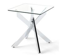 Costway Glass Top Side Table Square End Table Modern Nightstand Bedside Table