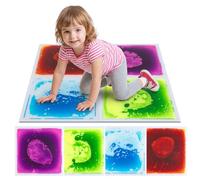 COSTWAY Glow-in-the-Dark Liquid Sensory Floor Tiles for Toddlers