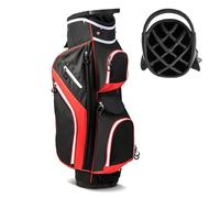 COSTWAY Golf Cart Bag, Golf Trolley Bag with 14 Way Dividers, Cooler Bag, Shoulder Strap and Rain Hood, Lightweight Golf Clubs Strorage Bags for Men & Women (Red, 23 x 23 x 124cm)