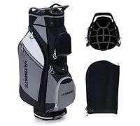 COSTWAY Golf Cart Bag, Golf Trolley Bag with 14 Way Dividers, Cooler Bag, Shoulder Strap, Rain Hood and Umbrella Holder, Lightweight Golf Clubs Strorage Bags for Men & Women (Grey, 36 x 29 x 127cm)