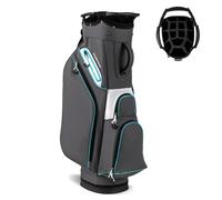 COSTWAY Golf Cart Bag, Golf Trolley Bag with 14 Way Dividers, Cooler Pocket, Adjustable Shoulder Strap, Rain Hood and Umbrella Holder, Lightweight Golf Clubs Strorage Bags for Men & Women (Grey)