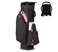 COSTWAY Golf Cart Bag, Golf Trolley Bag with 14 Way Dividers, Cooler Pocket, Adjustable Shoulder Strap and Rain Hood, Lightweight Golf Clubs Strorage Bags for Men & Women (Black)