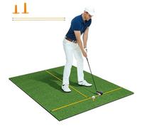 COSTWAY Golf Hitting Mat, 5 x 4 FT Artificial Turf Mat with 2 Rubber Tees and 2 Alignment Sticks, Golf Training Mat for Home Backyard Garage(22mm thick)
