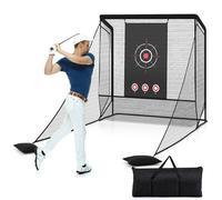 Costway Golf Practice Hitting Net with Dual Side Barriers in Black COSTWAY Black