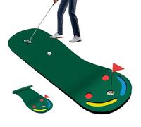 COSTWAY Golf Putting Green Set, Par Three Putting Mat with 3 Putting Cups, 1 Flag and Golf Hole Covers, Indoor Outdoor Putt Green Carpet for Golf Putting Practice