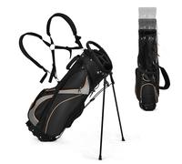 Costway Golf Stand Bag Carry Bag 8-way Divider w/ Double Shoulder Straps in Black COSTWAY Black