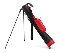 COSTWAY Golf Stand Bag, Lightweight Golf Cart Bags with Shoulder Strap, Pocket and Bottle Holder, Golf Trolley Bag for The Driving Range, Par 3 and Executive Courses (Red)
