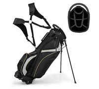 COSTWAY Golf Stand Bag, Lightweight Golf Club Bags with 8 Way Dividers, Rain Hood, Detachable Dual Strap & 7 Pockets