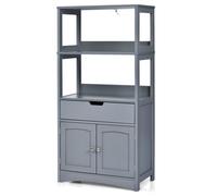 Costway Grey Freestanding Bathroom Storage Cabinet W/ 1 Drawer & 2 Doors