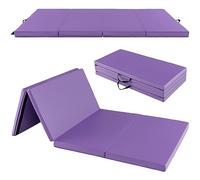 COSTWAY Gymnastics Exercise Mat, 8FT x 4FT Tumbling Mats with High Density 5cm Thick Foam, Carry Handles, Folding Fitness Floor Mat for Yoga Pilates (Purple)