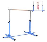 COSTWAY Gymnastics Training Bar, 85-145cm/90-150cm Height Adjustable Horizontal Kip Bars with Non-slip Pads, Home Gym Sports Equipment for Kids Juniors
